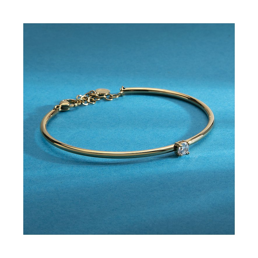 Bracciale Morellato color oro in acciaio inossidabile con un singolo zircone rotondo colorato.