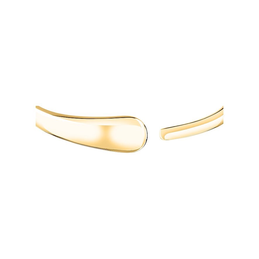 Nahaufnahme eines goldenen Morellato Edelstahl-Armreifs, der sich öffnet und zwei separate Enden zeigt.