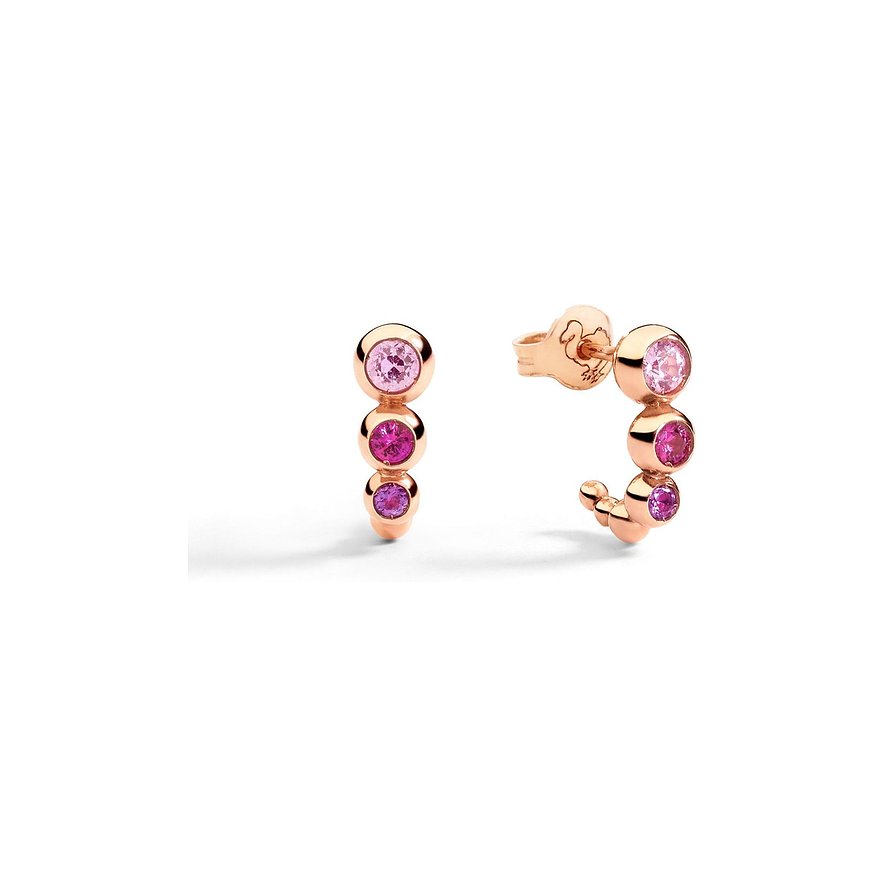 DoDo Ohrstecker Bollicine, Saphir, Damen, 375er Roségold, roségold