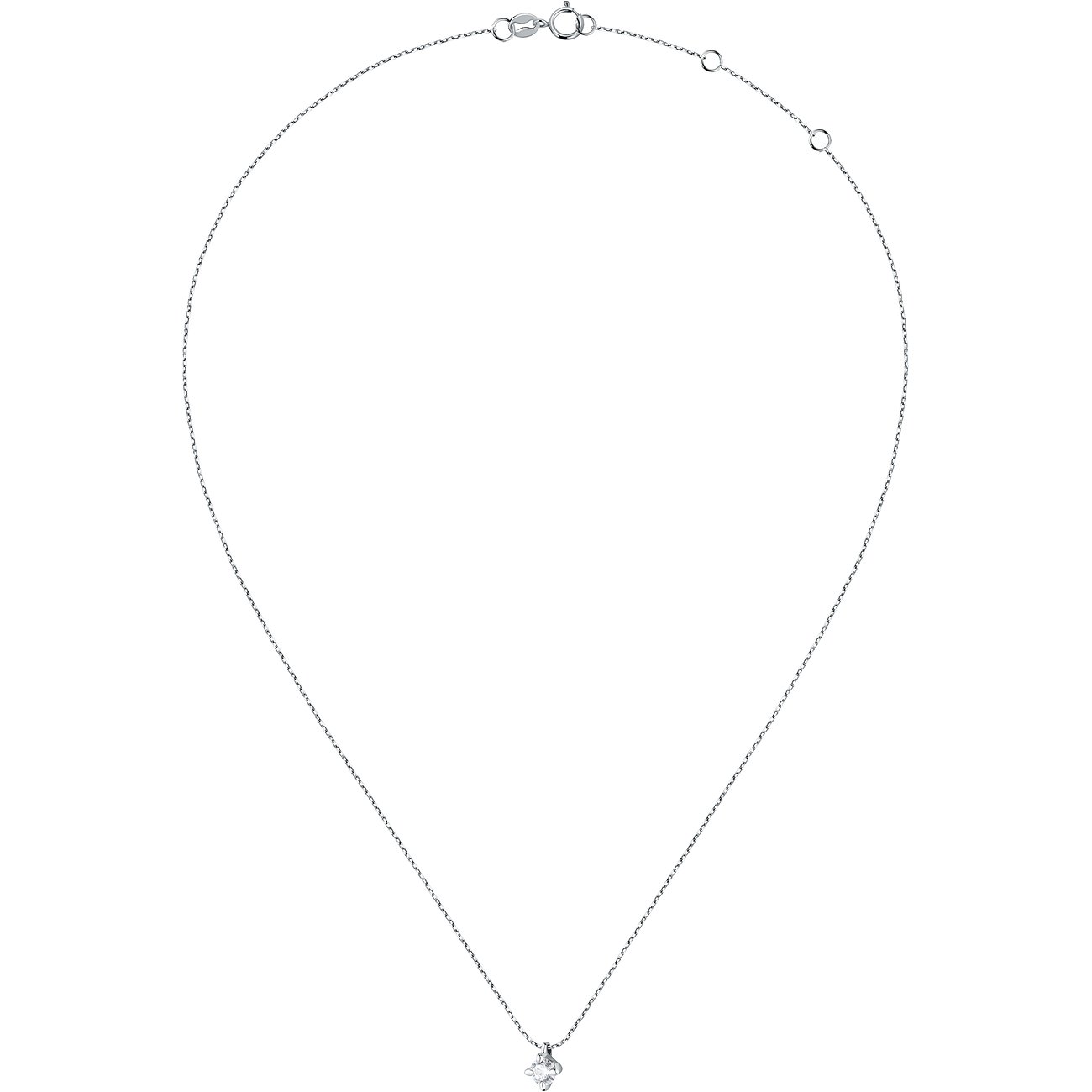 CHRIST Halsschmuck aus 585 Weißgold mit einem dezenten Diamant-Anhänger, der an einer filigranen Kette hängt.