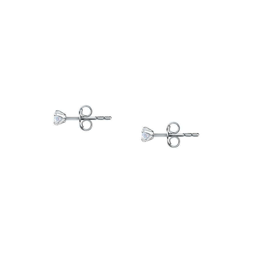 CHRIST Ohrstecker aus 585 Weißgold mit eingefasstem Diamant, rückseitige Darstellung der Ohrstecker.