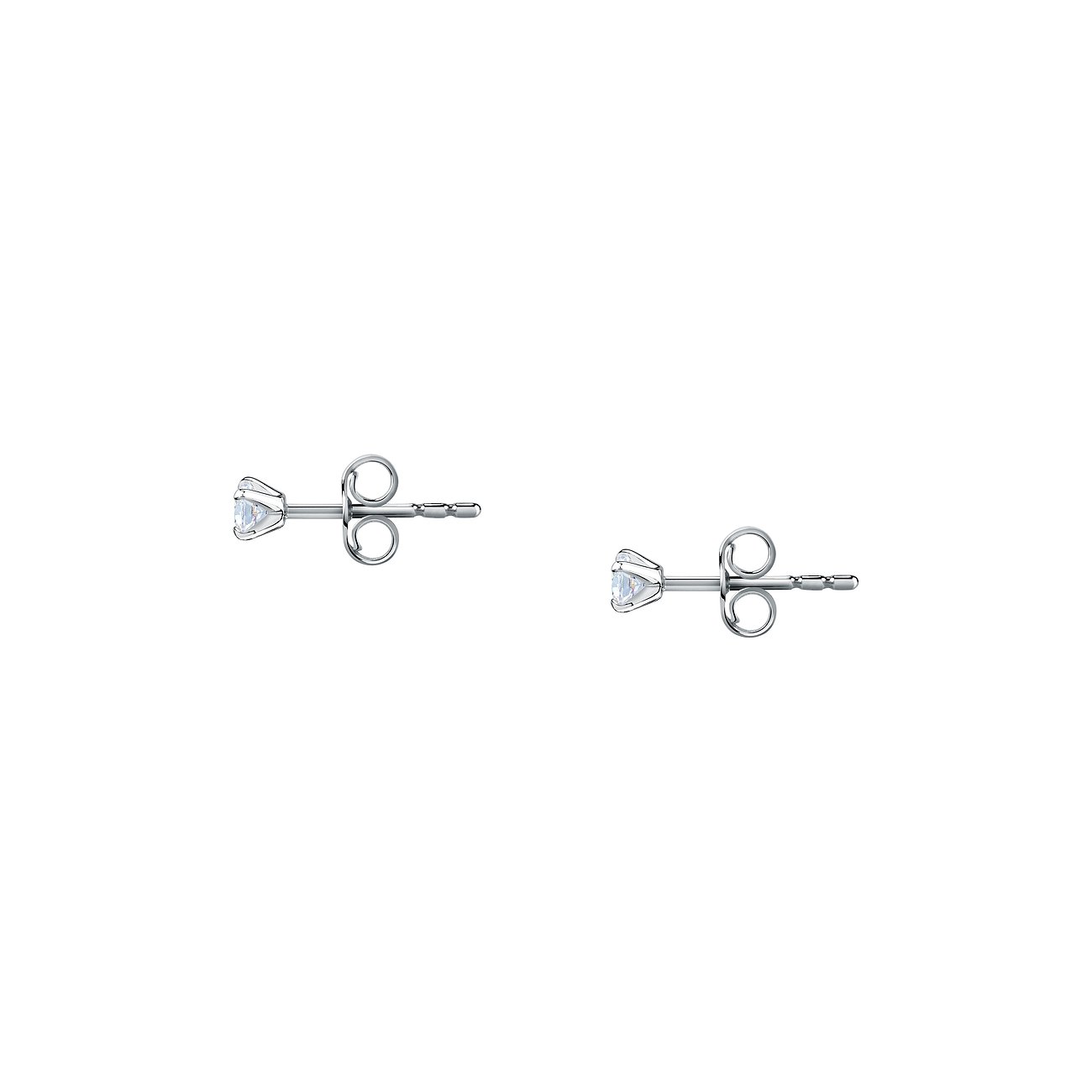 CHRIST Ohrstecker aus 585 Weißgold mit eingefasstem Diamant, rückseitige Darstellung der Ohrstecker.