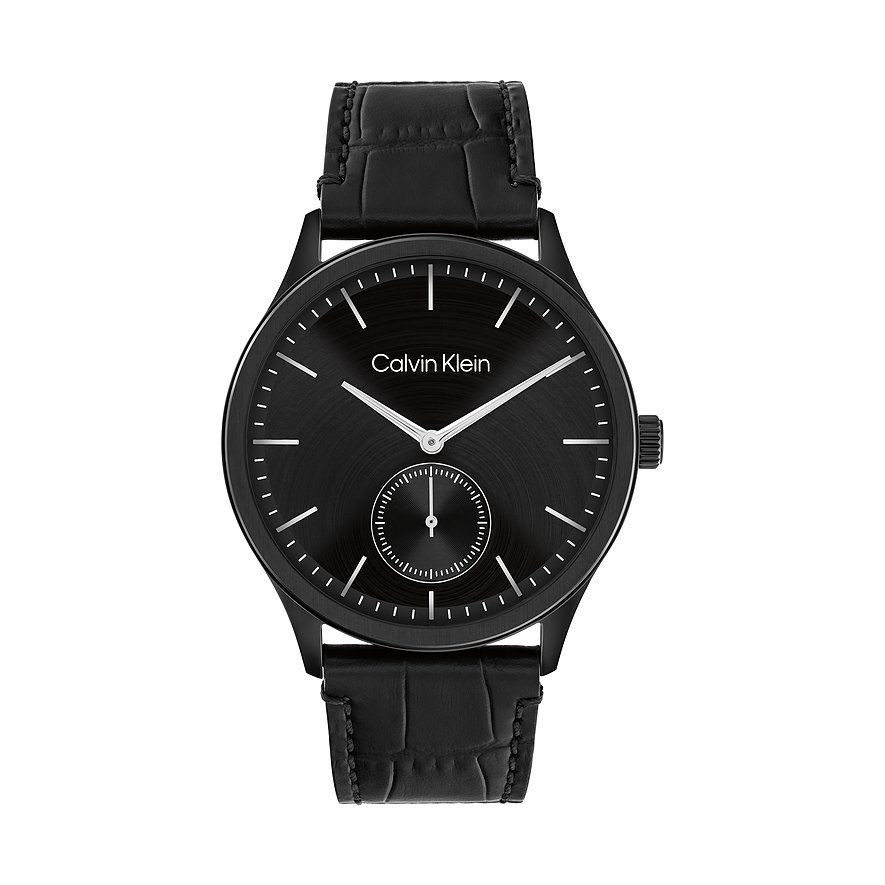 Calvin Klein Herrenuhr CK TAILORED 25200555, Herren, Edelstahl, Armband: Leder, Quarz, analog