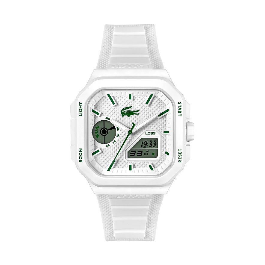 Lacoste Herrenuhr LC33 SQUARE 2011506, Herren, Edelstahl, Armband: Silikon, Quarz