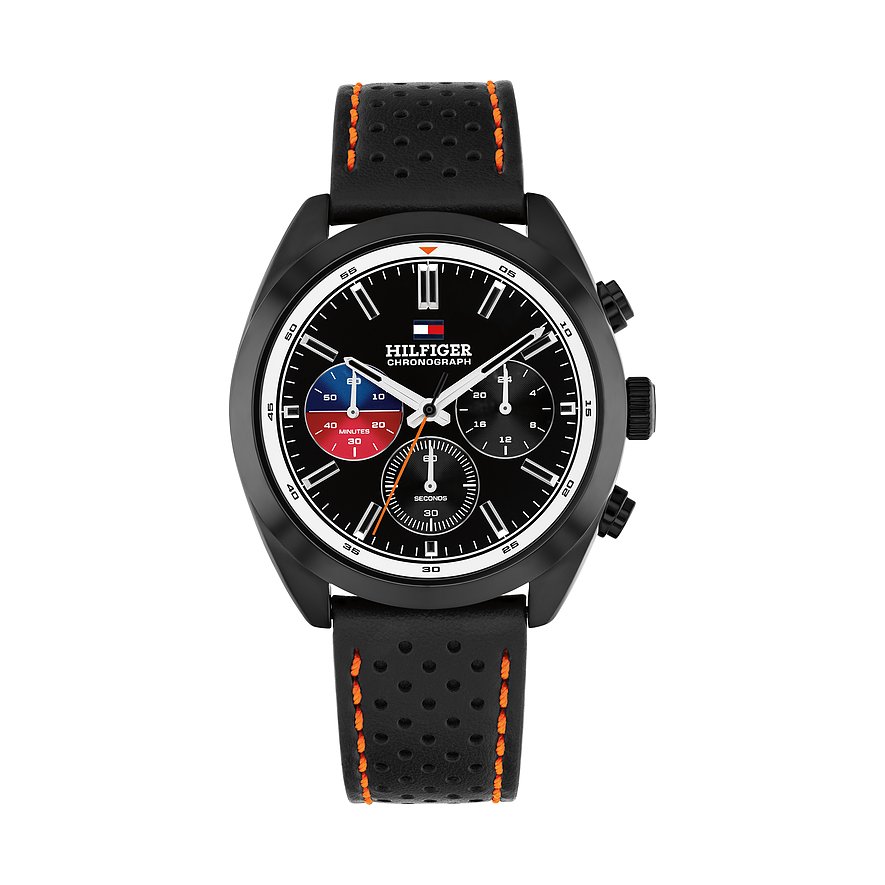 Tommy Hilfiger Taucheruhr HUDSON 1710766, Herren, Edelstahl, Armband: Leder, Quarz, analog