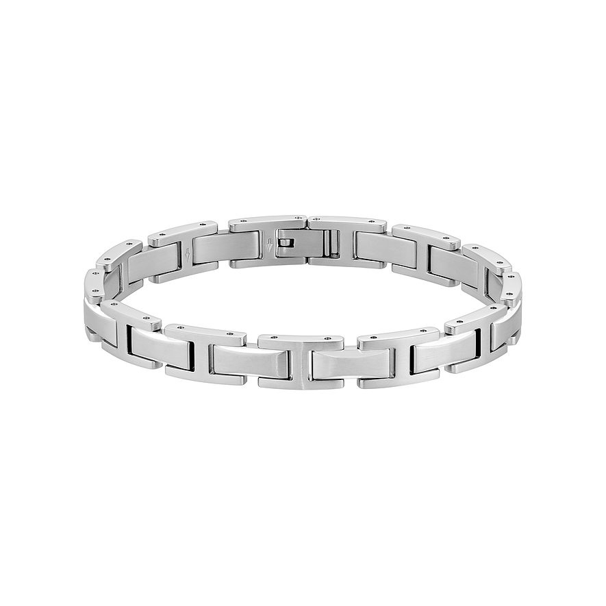 Boss Armband aus mattiertem und poliertem Edelstahl, bestehend aus H-förmigen Gliedern.