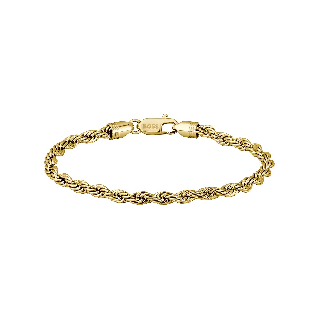 Boss Edelstahl Armschmuck in Gold mit Kordelgeflecht und Karabinerverschluss