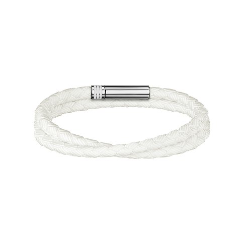 Boss Armband aus weiß geflochtenem Textil und Edelstahlverschluss, aus der Armschmuck-Kategorie.