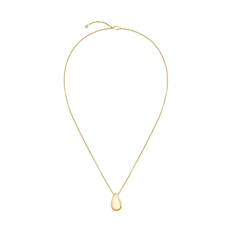 Boss Halskette aus goldfarbenem Edelstahl mit tropfenförmigem Anhänger.