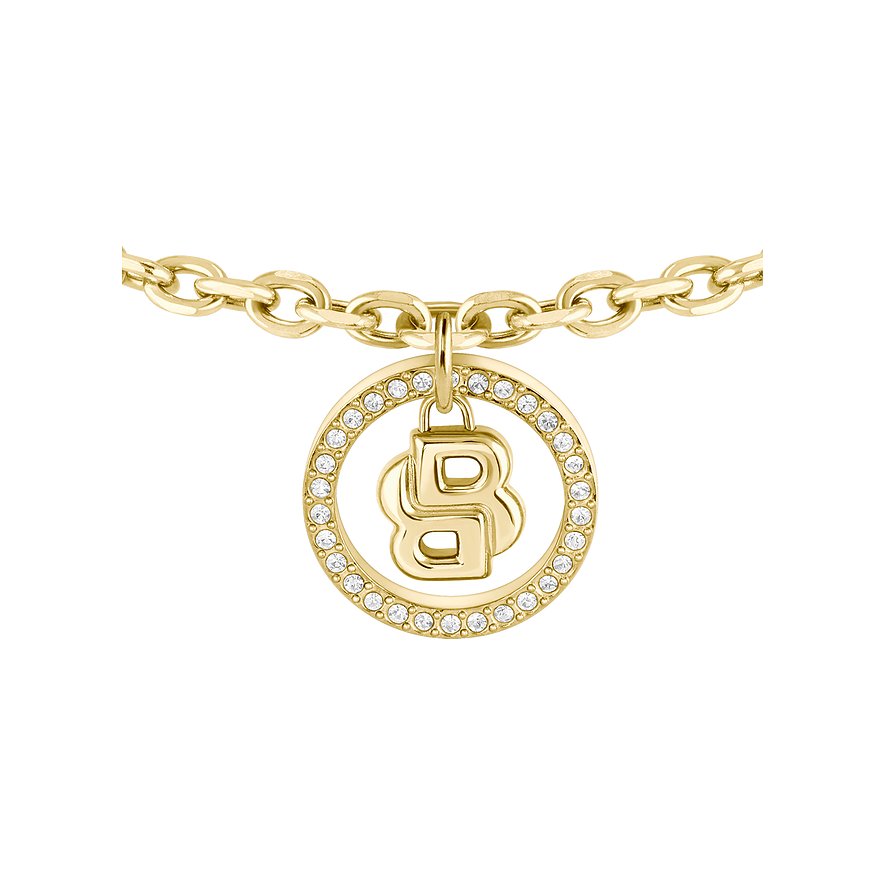 Boss Armband DOUBLE B DIVINE, Kristall, Damen, Edelstahl, gold