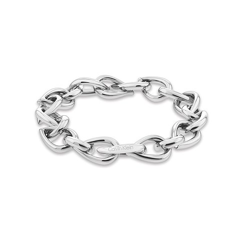 Calvin Klein Armband aus glänzendem Edelstahl mit ineinander verschlungenen Gliedern.