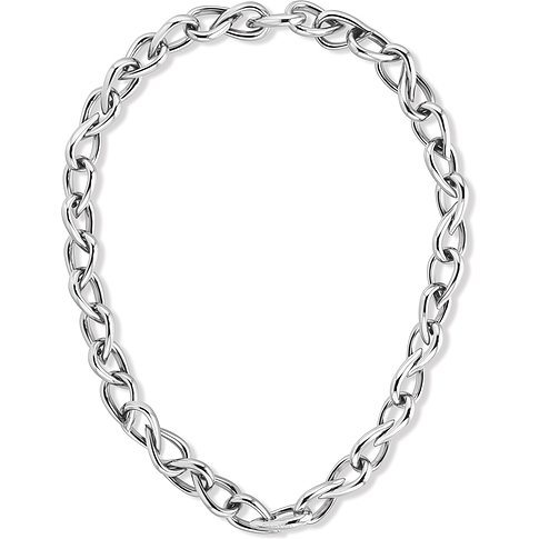 Calvin Klein Halsschmuck aus Edelstahl, der aus einer Silberkette mit miteinander verbundenen, verdrehten Gliedern besteht.