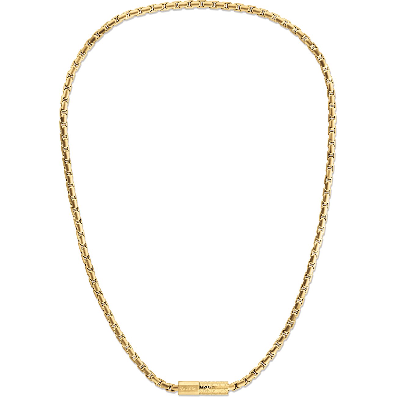 Calvin Klein ketting van goudkleurig roestvrij staal, een fijne schakelketting met een subtiele sluiting.