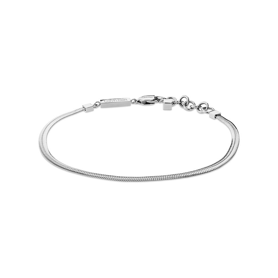 Calvin Klein damesarmband van roestvrij staal, een eenvoudige schakelarmband met verstelbare sluiting.