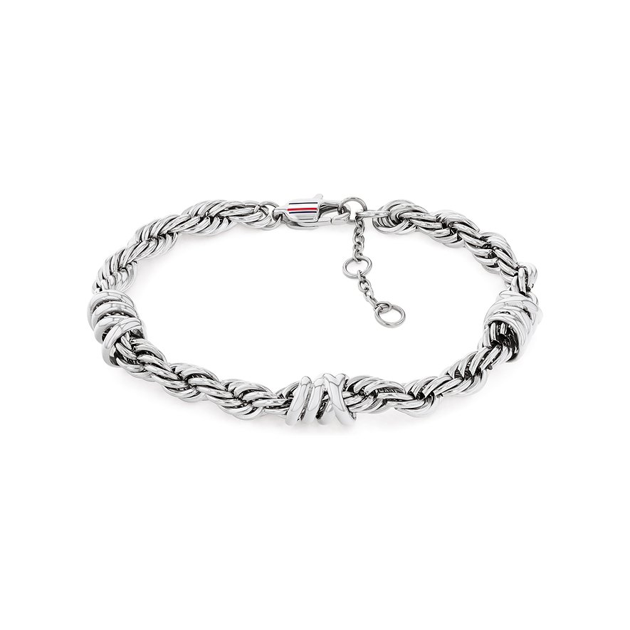 Tommy Hilfiger Edelstahl-Armband mit gedrillten Gliedern und dekorativen Wicklungen.