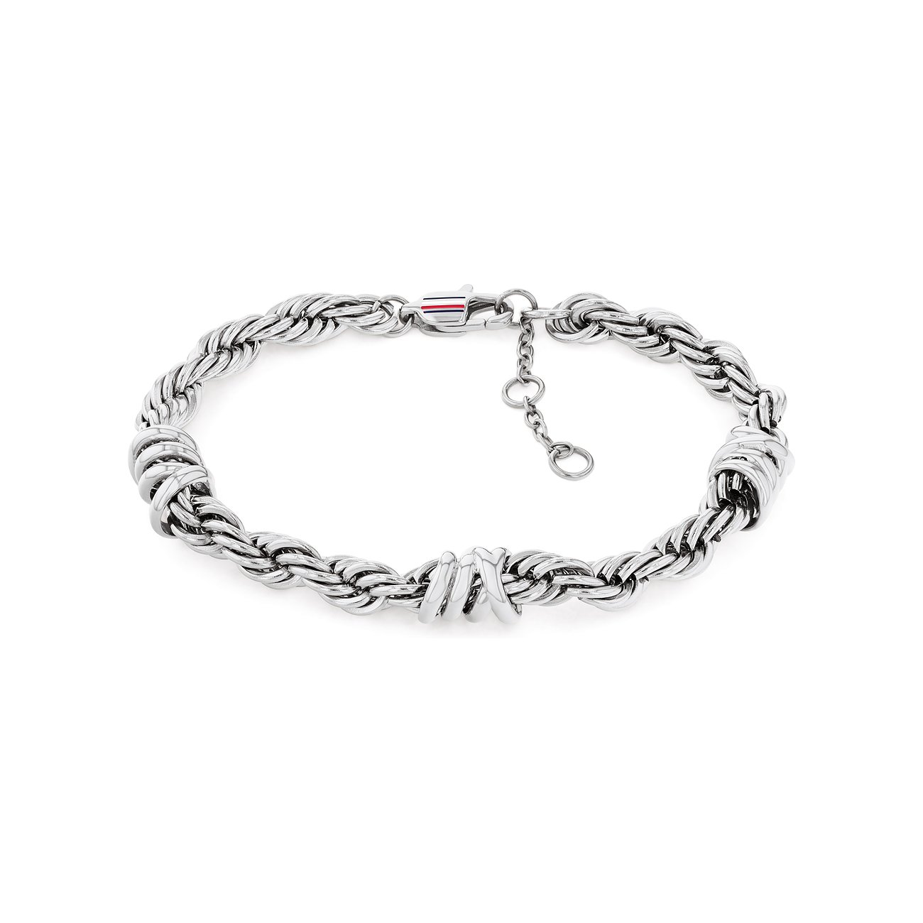 Tommy Hilfiger Edelstahl-Armband mit gedrillten Gliedern und dekorativen Wicklungen.
