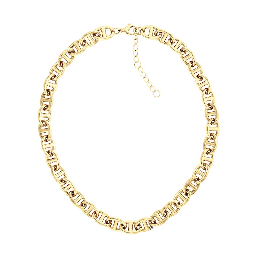 Tommy Hilfiger goldfarbene Edelstahl-Halskette mit Gliedern im Ankerkettendesign.