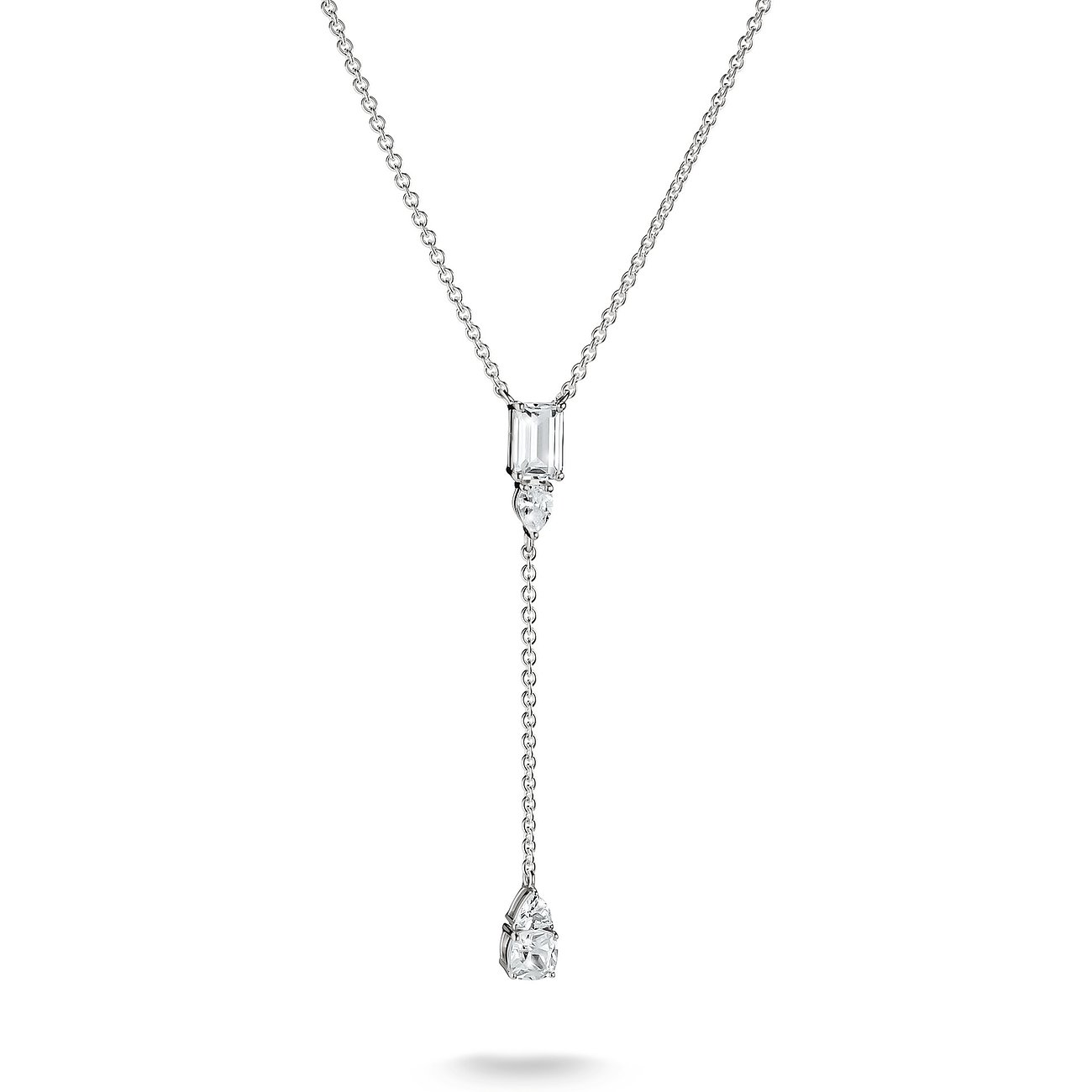 Thomas Sabo Halsschmuck aus Silber mit Farbstoffen und Zirkonia in Tropfen- und Rechteckschliff auf Kette.