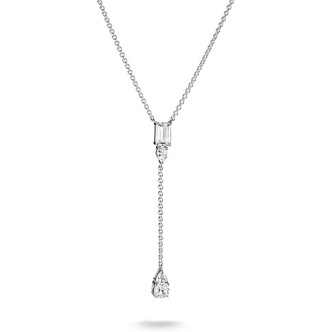 Thomas Sabo Halsschmuck aus Silber mit Farbstoffen und Zirkonia in Tropfen- und Rechteckschliff auf Kette.