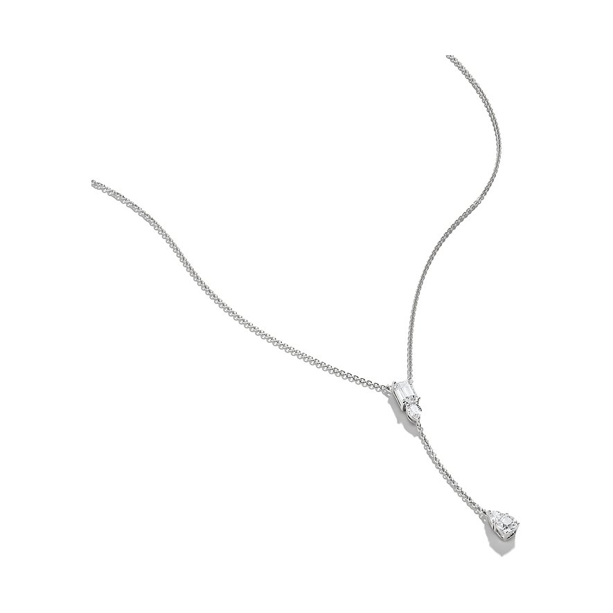 Thomas Sabo Halsschmuck aus Silber mit einem länglichen und einem birnenförmigen Zirkonia in einer Y-Form.