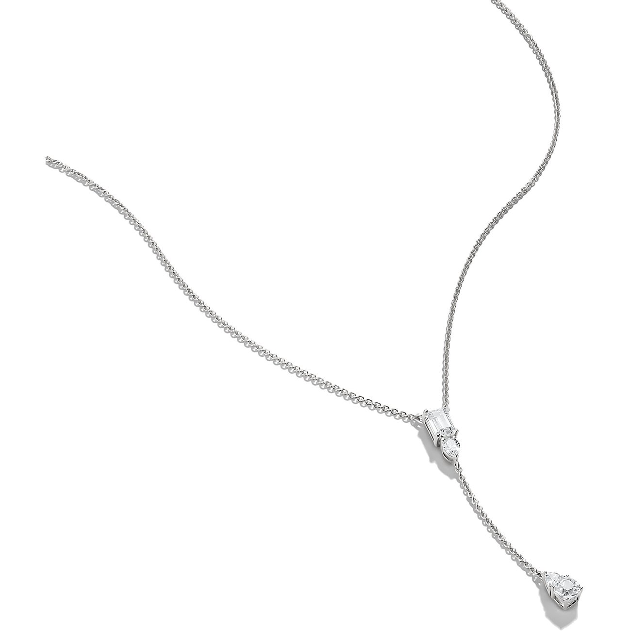 Thomas Sabo Halsschmuck aus Silber mit einem länglichen und einem birnenförmigen Zirkonia in einer Y-Form.