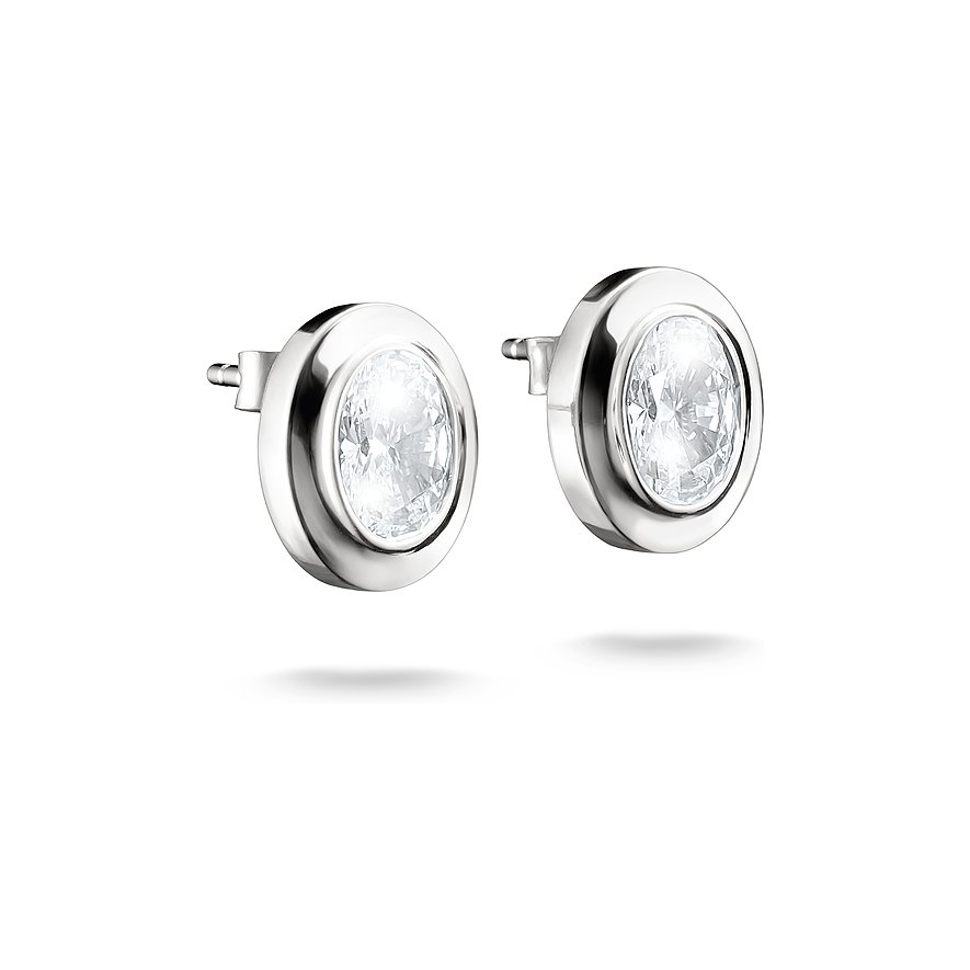 Ein Paar Thomas Sabo Ohrstecker aus Silber mit ovalen Zirkonia-Farbsteinen in schlichter Fassung.