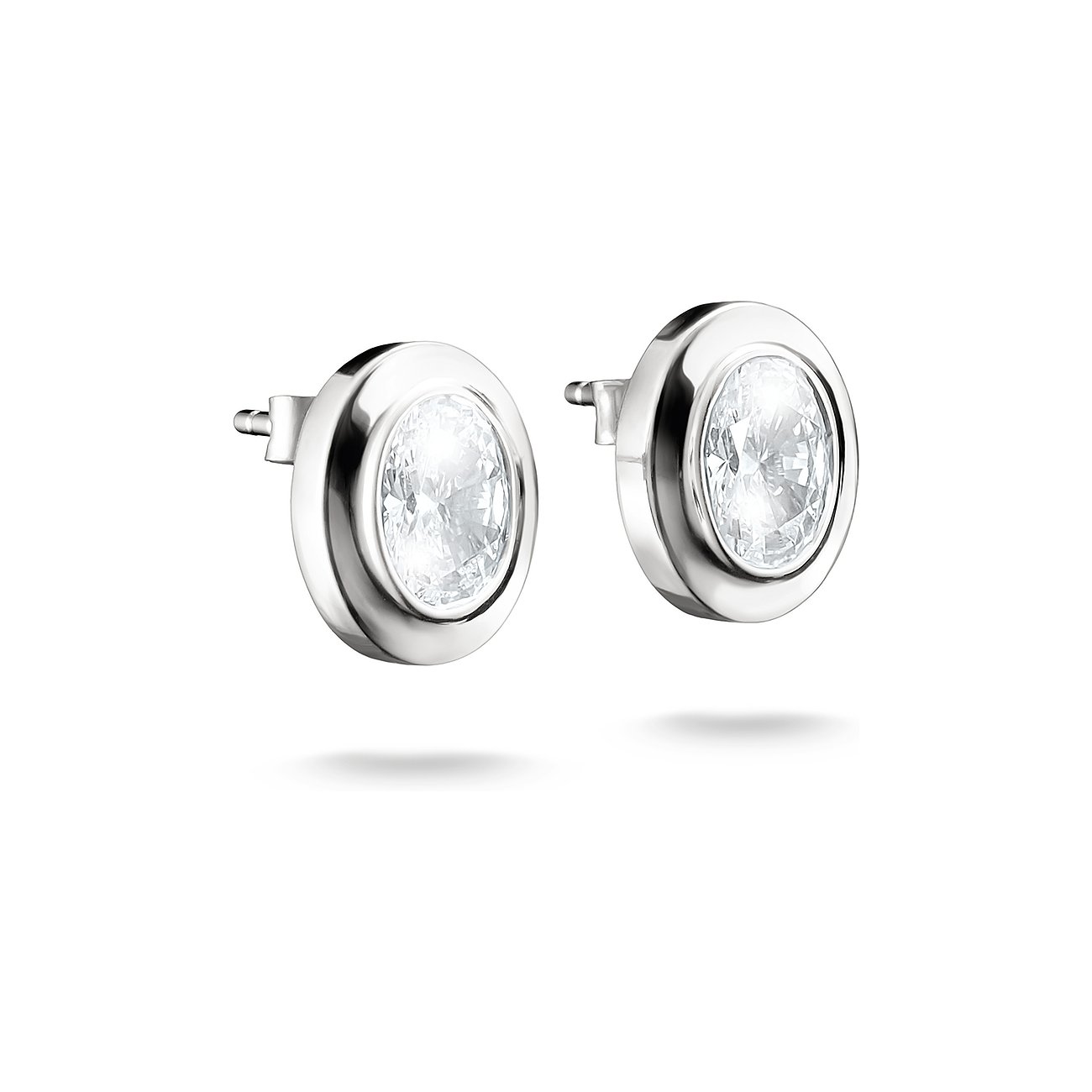 Ein Paar Thomas Sabo Ohrstecker aus Silber mit ovalen Zirkonia-Farbsteinen in schlichter Fassung.