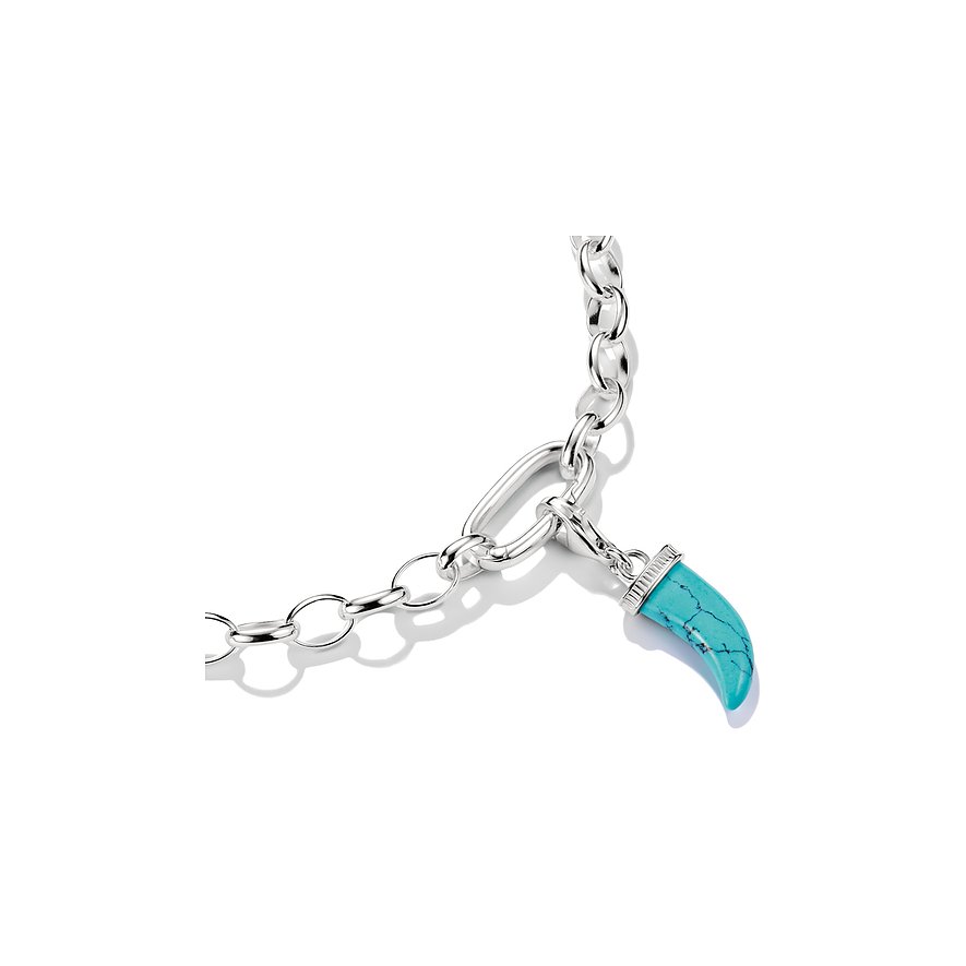 Thomas Sabo silverhänge med en turkosblå färgsten formad som ett horn på en silverkedja.