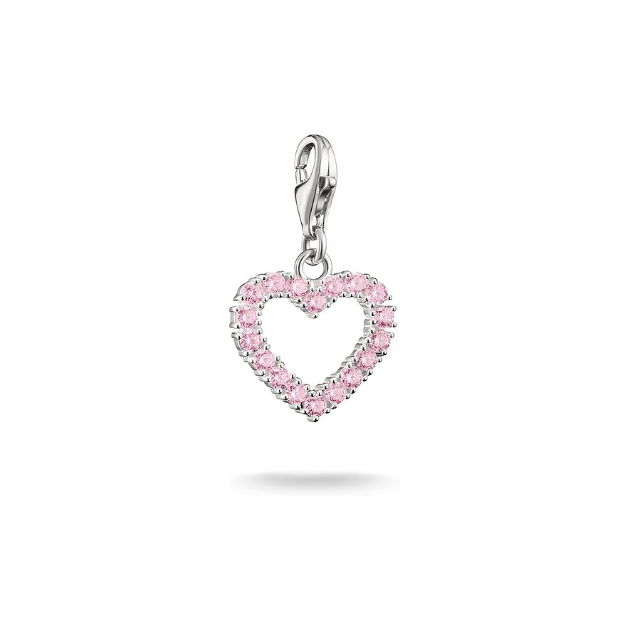 Thomas Sabo Herz-Anhängerschmuck aus Silber, besetzt mit funkelndem rosafarbenen Zirkonia-Farbstein.
