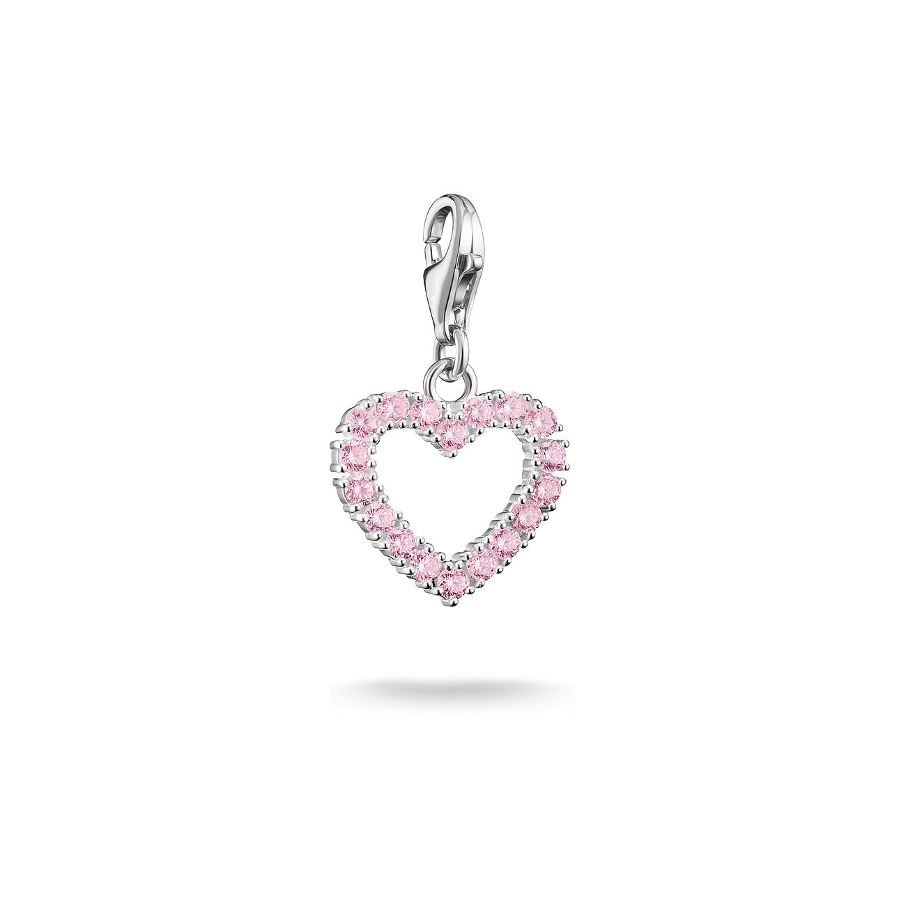 Thomas Sabo Herz-Anhängerschmuck aus Silber, besetzt mit funkelndem rosafarbenen Zirkonia-Farbstein.