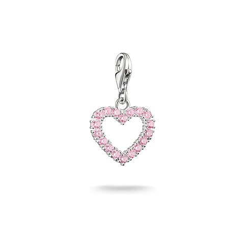 Bijou pendentif cœur Thomas Sabo en argent, orné d'une scintillante pierre de zircone rose.