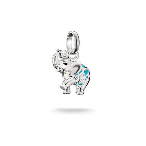 Thomas Sabo elefanthänge i silver och turkosblå emalj, prydd med zirkonia.