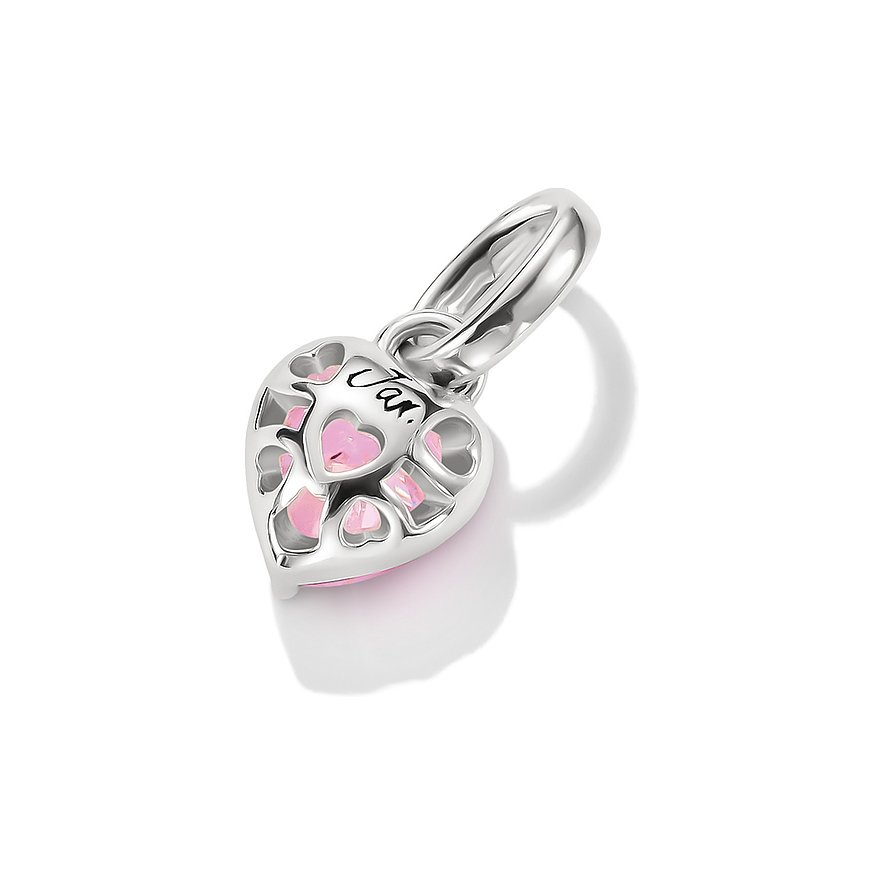 Gioiello pendente Thomas Sabo in argento a forma di cuore, con pietre color zirconia e incisione 