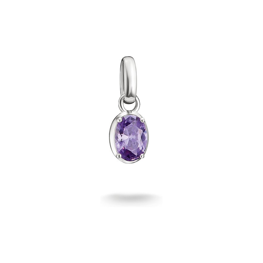 Gioiello pendente Thomas Sabo in argento con zircone viola ovale sfaccettato, leggermente inclinato in basso a sinistra.