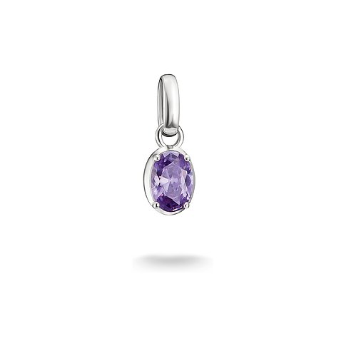 Bijou pendentif Thomas Sabo en argent avec un oxyde de zirconium ovale facetté violet, légèrement incliné vers la gauche.