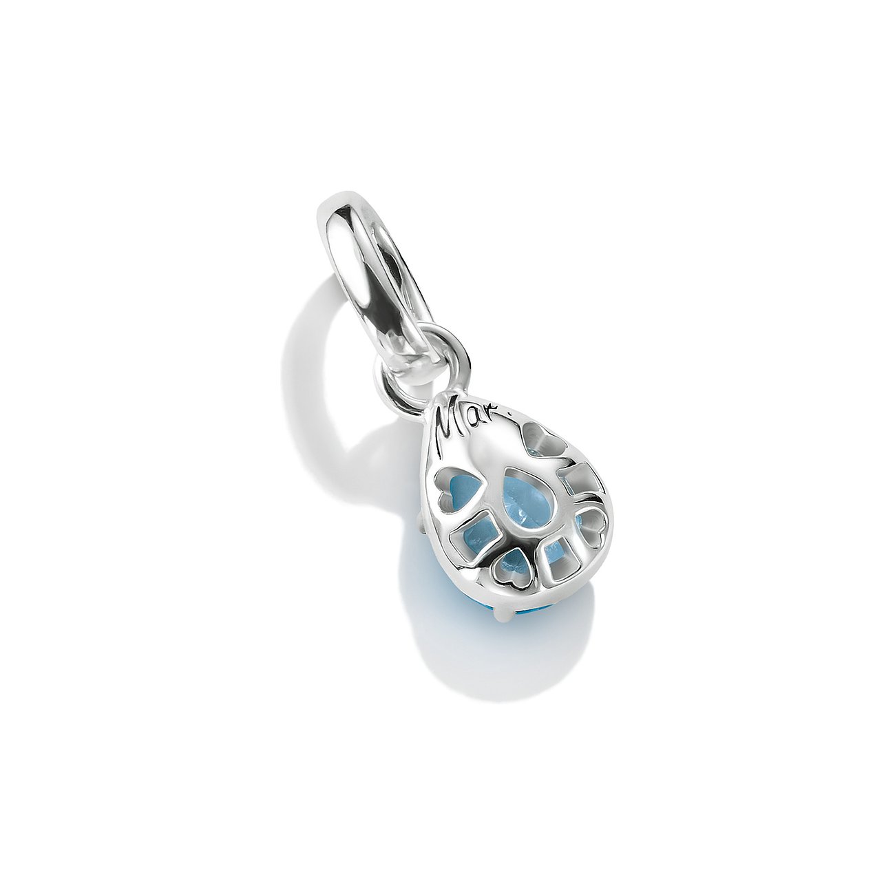 Gioiello pendente Thomas Sabo in argento: design a goccia con pietra in vetro azzurro e intagli a cuore.