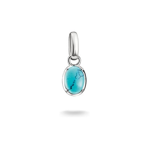 Thomas Sabo Anhänger aus Silber mit einem ovalen, hellblauen Türkis als Farbstein.