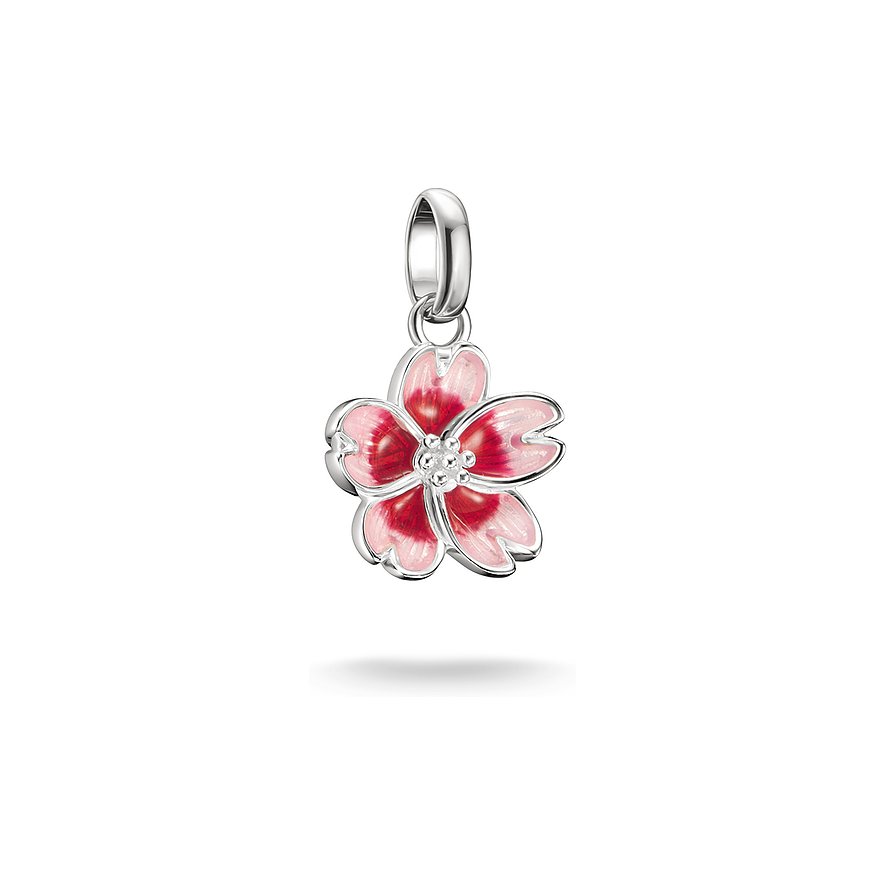 Thomas Sabo hängsmycke i silver och emalj: Ett körsbärsblomshänge med lysande rosa kronblad.