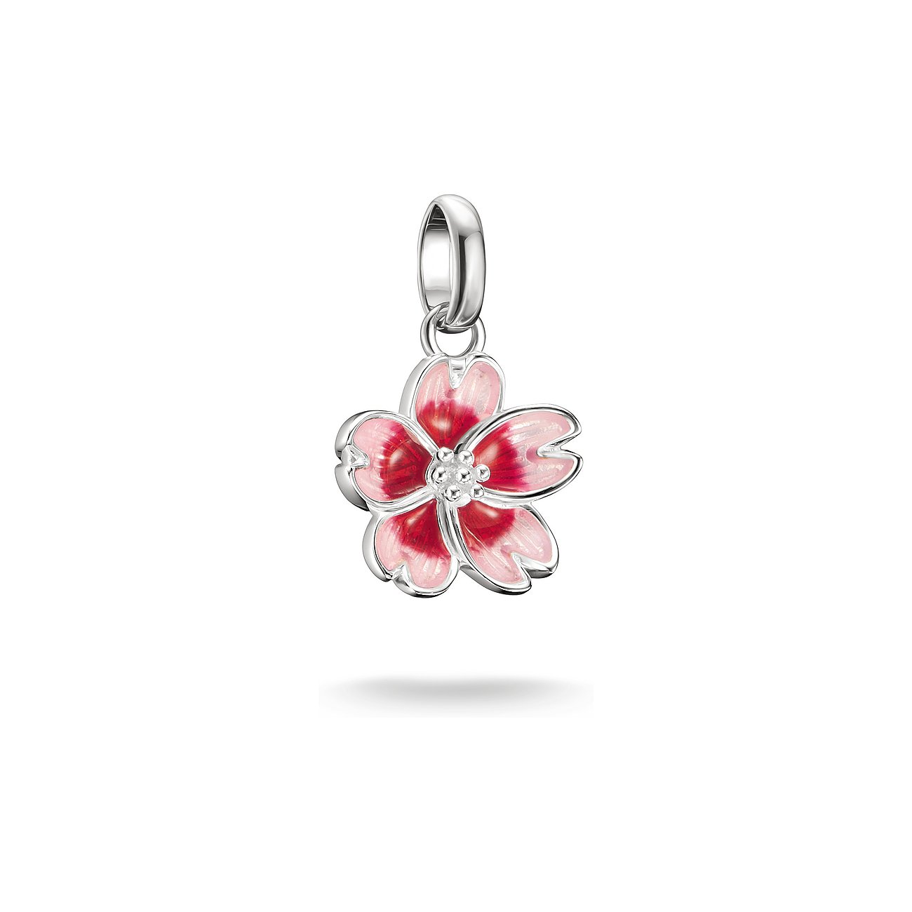 Thomas Sabo hängsmycke i silver och emalj: Ett körsbärsblomshänge med lysande rosa kronblad.