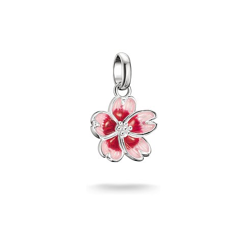 Pendentif Thomas Sabo en argent et émail: Un pendentif fleur de cerisier aux pétales rose lumineux.
