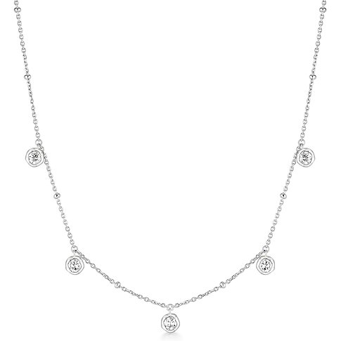 Ania Haie 925 sølv halskæde med fem hængende, jævnt fordelte runde zirkonsten.