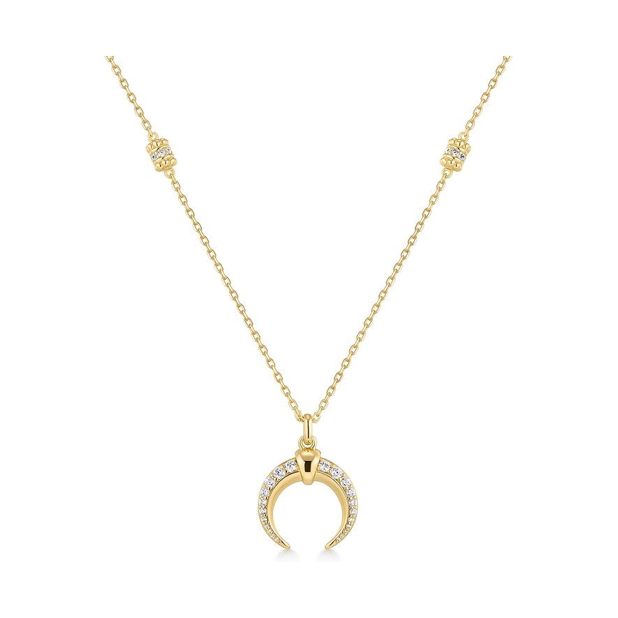 Ania Haie Halskette aus vergoldetem Silber mit Zirkonia-besetztem, sichelförmigem Anhänger.