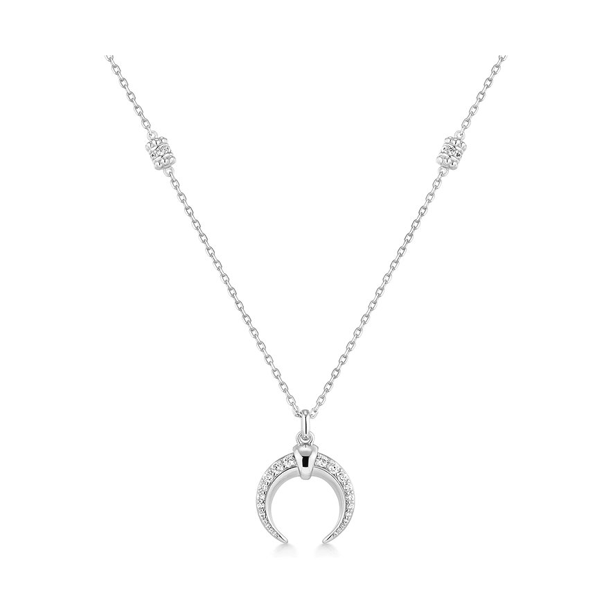 Ania Haie ketting van 925 sterling zilver met zirkonia, een naar beneden gericht maanhangertje aan open ketting.
