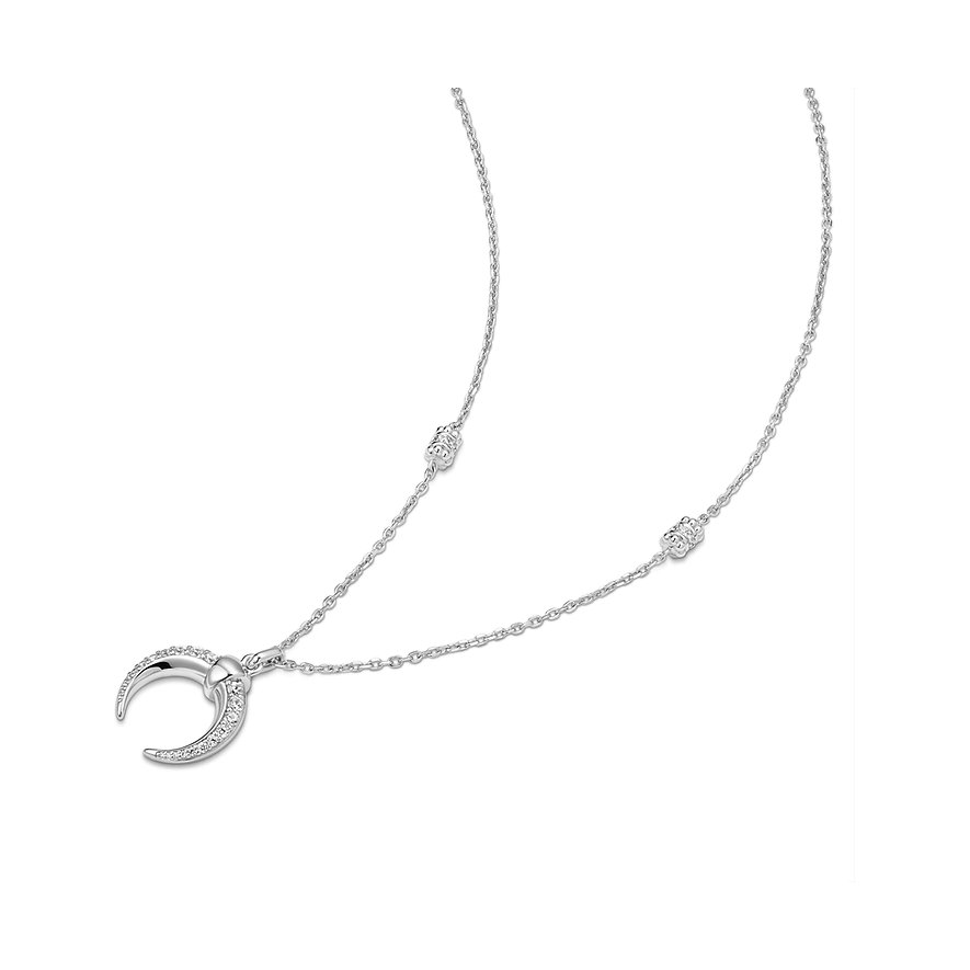 Ania Haie damesketting van 925 zilver met maanbedel, bezet met fonkelende zirconia steentjes.