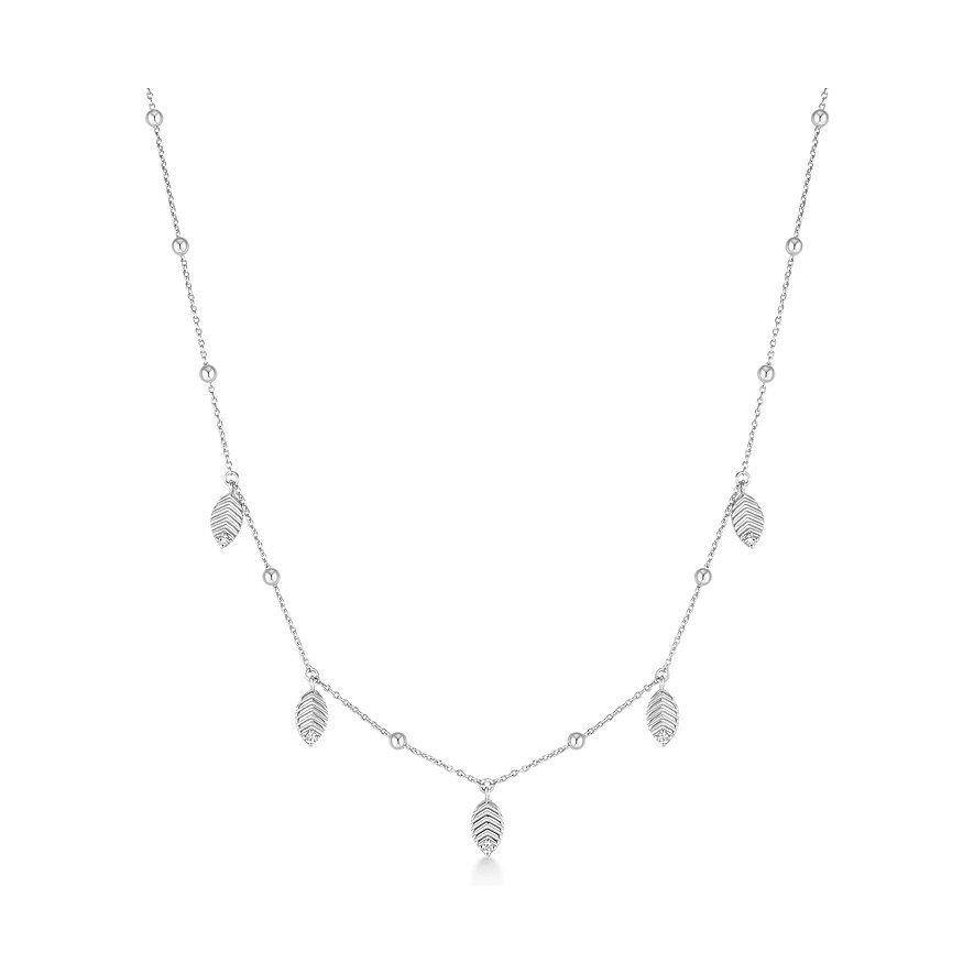 Ania Haie ketting van 925 sterling zilver met meerdere bladvormige hangers, inclusief sprankelende zirkonia kleurstenen.