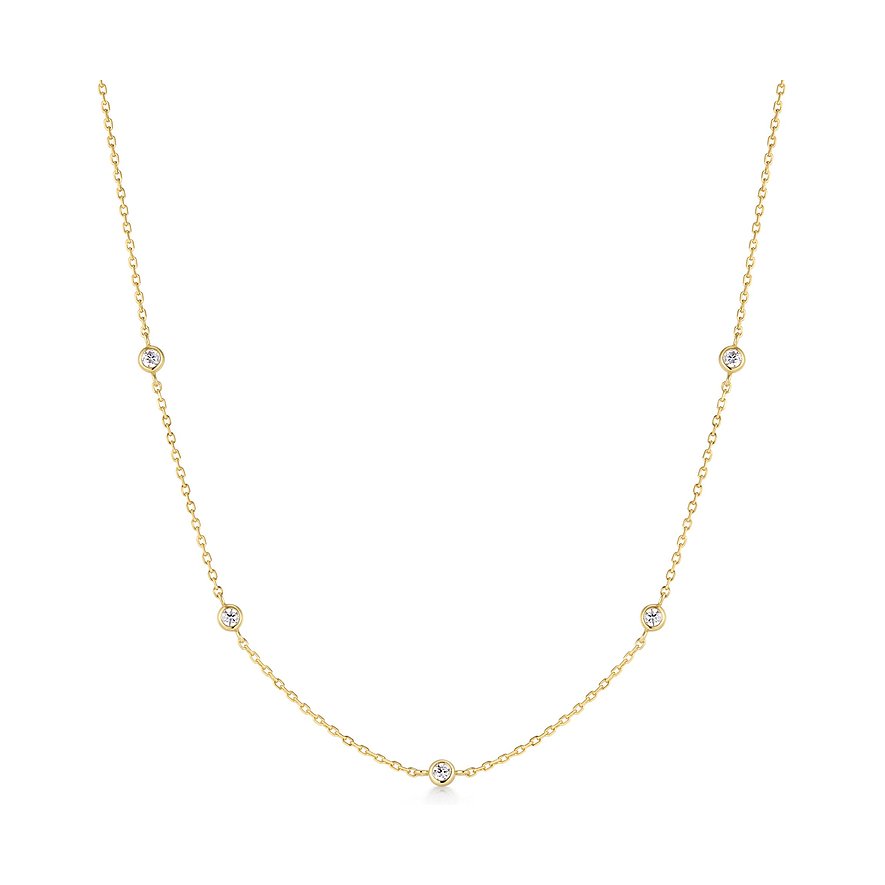 Ania Haie 925 zilveren ketting (goudkleurig) met zes gelijkmatig verdeelde, ronde gekleurde zirkonia's.