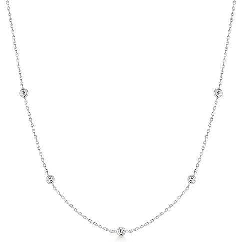 Ania Haie halskæde i 925 sterlingsølv med flere runde jævnt fordelte zirkonsten langs kæden.