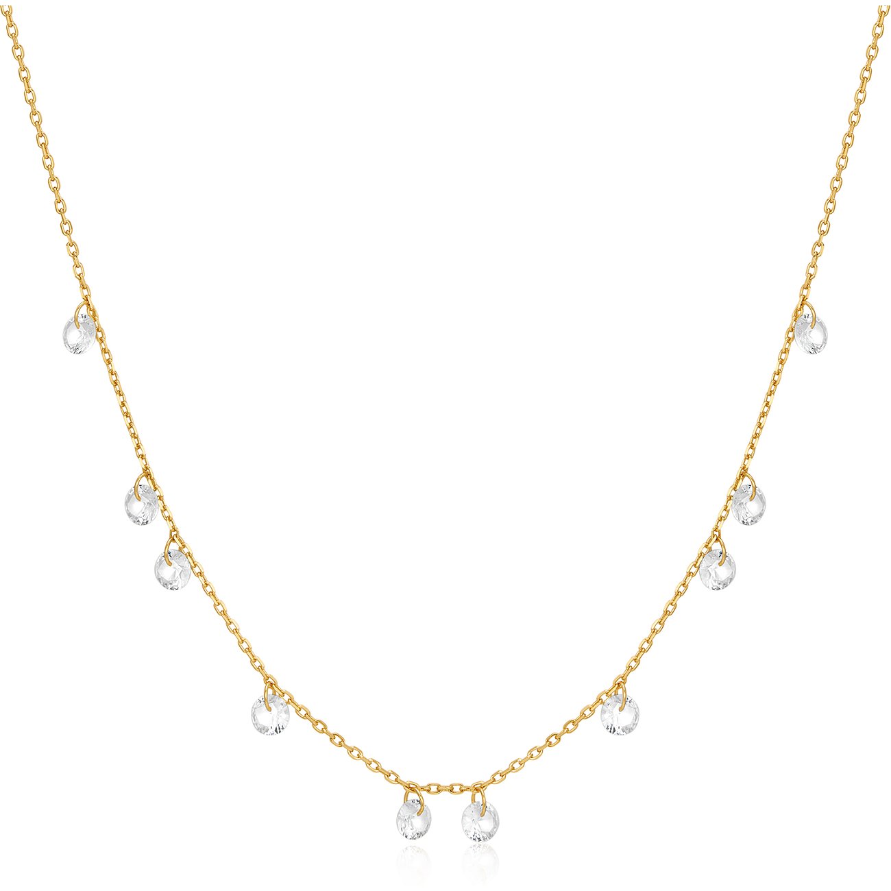 Ania Haie ketting van verguld 925 sterling zilver met meerdere sprankelende zirkonia hangers die glinsteren.