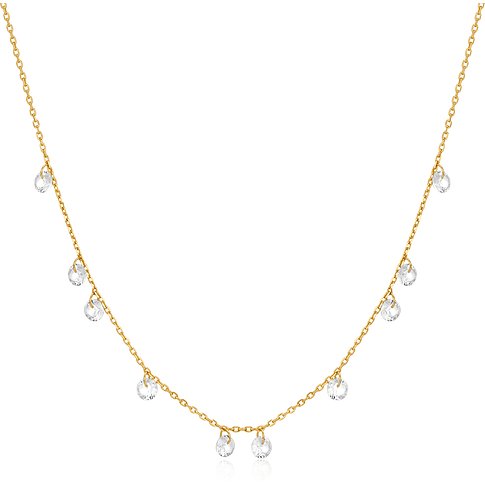 Ania Haie ketting van verguld 925 sterling zilver met meerdere sprankelende zirkonia hangers die glinsteren.