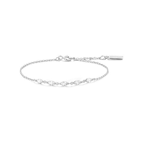 Ania Haie zilveren armband met een rij heldere, ovale zirkonia kleurstenen.